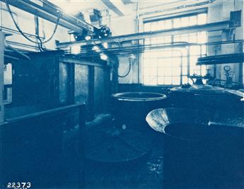 (INDUSTRIAL CYANOTYPES) Select group of 10 rich cyanotypes depicting machinery and the operations at British Thomson-Houston, an engine